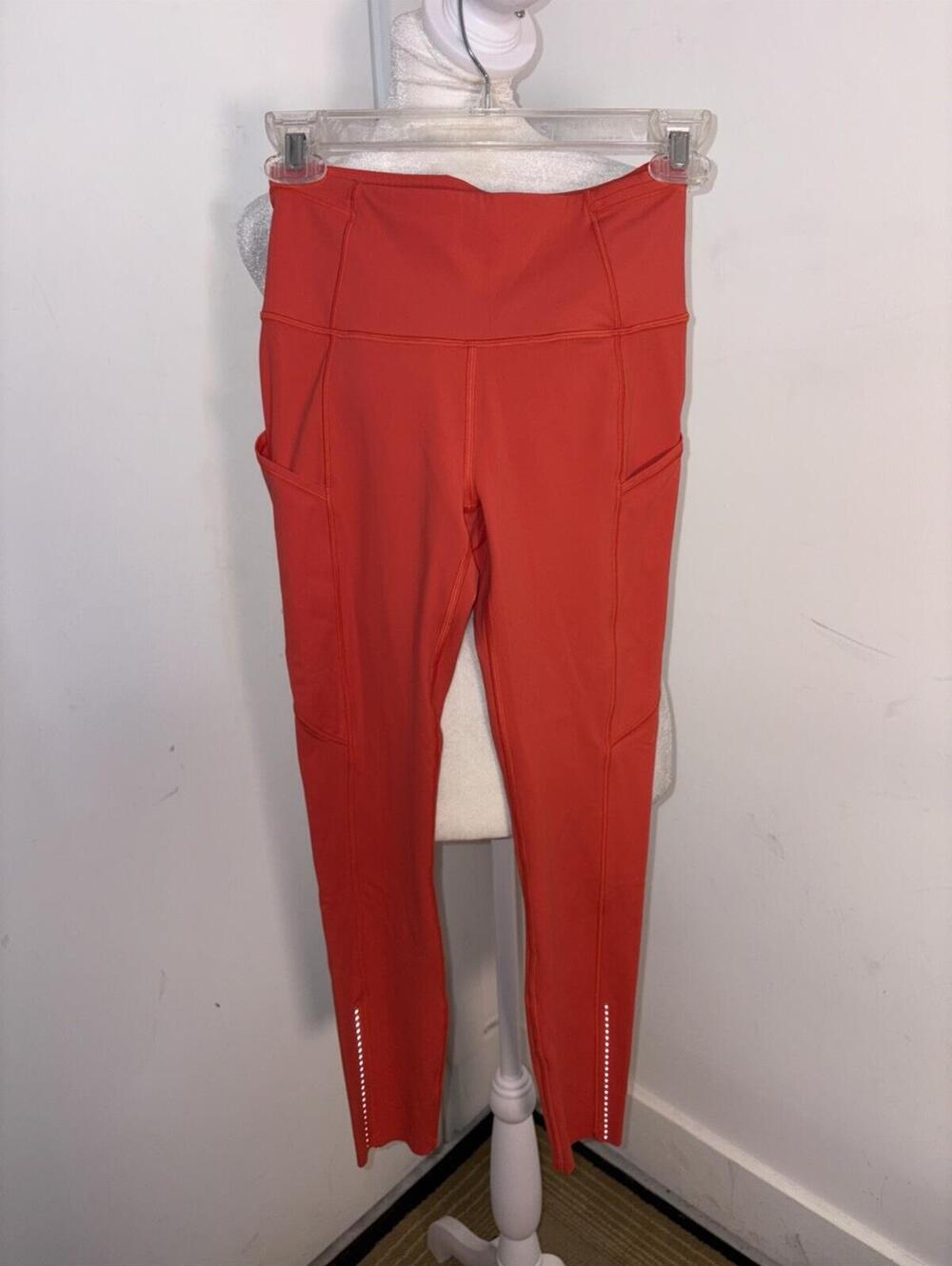 Lululemon Womens Mastered Motion Leggings Orange‎ High Rise Full Length Sz4 NWOT